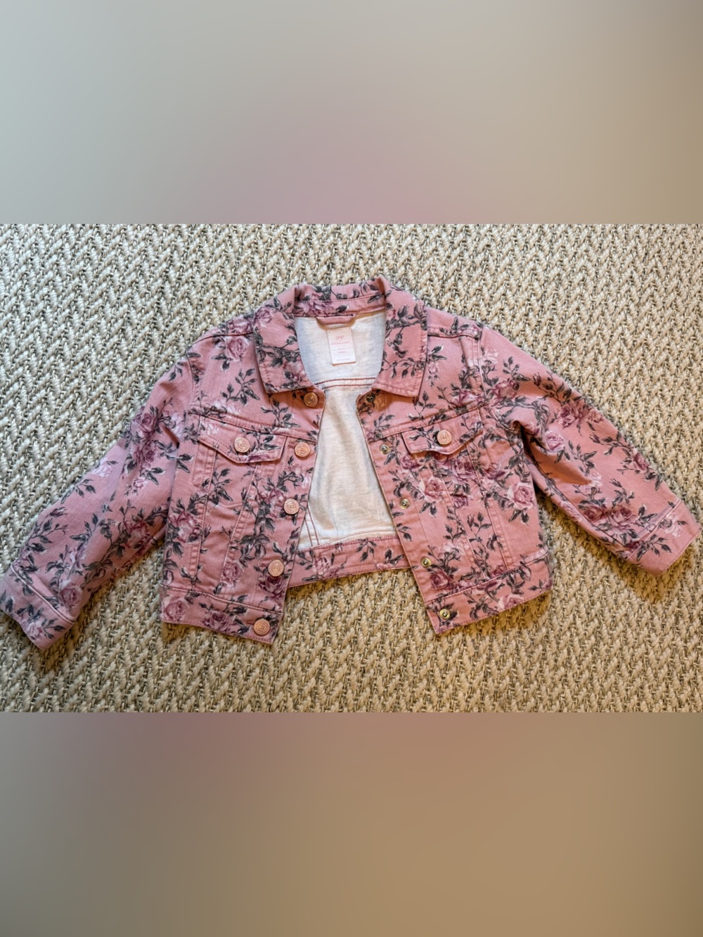 Love Shack Fancy for Gap Pink Floral Denim Jacket for Toddler Girls 4
